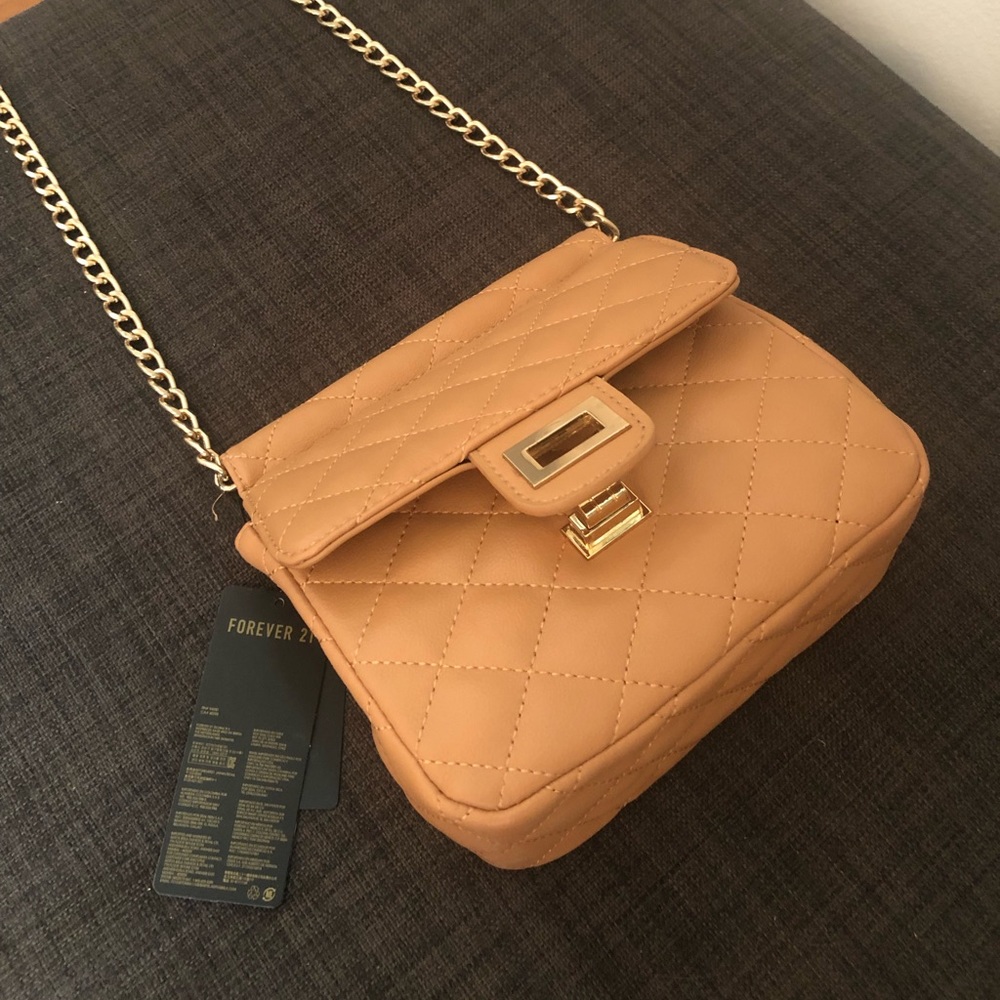 Small, Forever 21, Gold-chain, Tan Purse 👜